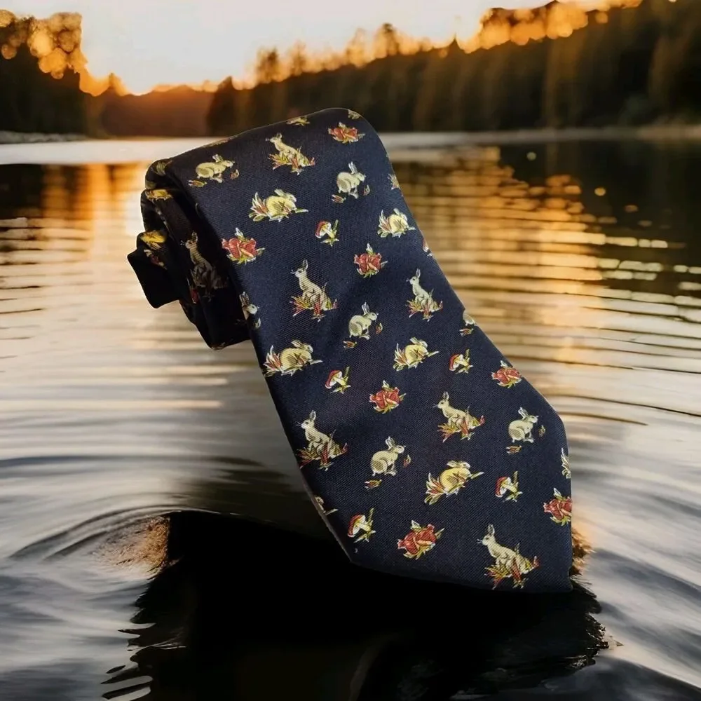 Burberrys Men's Silk Necktie Rabbits 56x4